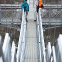 Russia. Sochi region. Konstantin Galat and Igor Ilyinih on the Sky Bridge of "SkyPark". Photo: Oleg Kolmovskiy