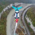 Russia. Sochi region. "SkyPark AJ Hackett Sochi". Konstantin Galat drop 207-meter Bungy. Photo: GoPro cam
