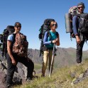 Russia. North face of Elbrus. RTP filming crew - Oleg Kolmovskiy, Ludmila Zvegintseva and Konstantin Galat. Photo: Konstantin Galat