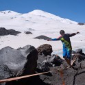 Russia. North face of Elbrus. Nikolay Pukhir at Mt.Elbrus climb base camp, Alt.3800 m. Photo: Ludmila Zvegintseva