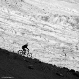 Russia. South Elbrus. Terskol valley and glacier. Rider - Nikolay Pukhir. Photo: Ludmila Zvegintseva