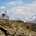 Russia. South Elbrus. Cheget massive. Rider - Petr Vinokurov. Photo: Ludmila Zvegintseva