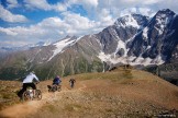 Russia. South Elbrus. Mt.Cheget slopes. Riders - Nikoloay Pukhir, Petr Vinokurov and Vitaliy Khripunov. Photo: Ludmila Zvegintseva