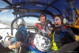 Russia. North face of Elbrus. Riders Nikolay Pukhir and Petr Vinokurov. Heliaction company's helicopter "Lama" - pilot Alexander Davydov. Photo: GoPro