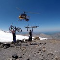 Russia. North face of Elbrus. Riders Nikolay Pukhir and Petr Vinokurov. Heliaction company's helicopter "Lama" - pilot Alexander Davydov. Photo: Konstantin Galat