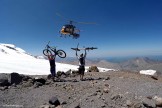 Russia. North face of Elbrus. Riders Nikolay Pukhir and Petr Vinokurov. Heliaction company's helicopter "Lama" - pilot Alexander Davydov. Photo: Konstantin Galat