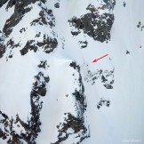 Russia, Caucasus, Elbrus region. Valley Medvezhie. New freeride route - rider Aleksander Baydaev. Photo by Oleg Kolmovskiy (drone)