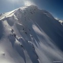 Russia, Caucasus, Elbrus region. Mt.Cheget north slopes. Rider - Konstantin Galat. Photo by Oleg Kolmovskiy (drone)