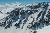 Russia, Caucasus, Elbrus region. Valley Medvezhie. New freeride routes and couloirs - view from South Cheget ridge. Photo by Sergey Puzankov