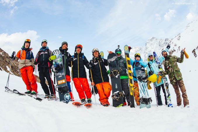 Russia, Caucasus, Elbrus region. Valley Medvezhie. RideThePlanet team: Aleksander Baidaev, Dmitriy Vasilevskiy, Igor Ilynikh, Idris Uzdenov, Konstantin Galat, Aleksey Vodolazkin, Aleksander Ilyin, Oleg Kolmovskiy, Sergey Puzankov.