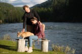 Горный Алтай. Лагерь команды на реке Башкаус. Алексей Лукин и Ольга Рудакова. Фото - Константин Галат